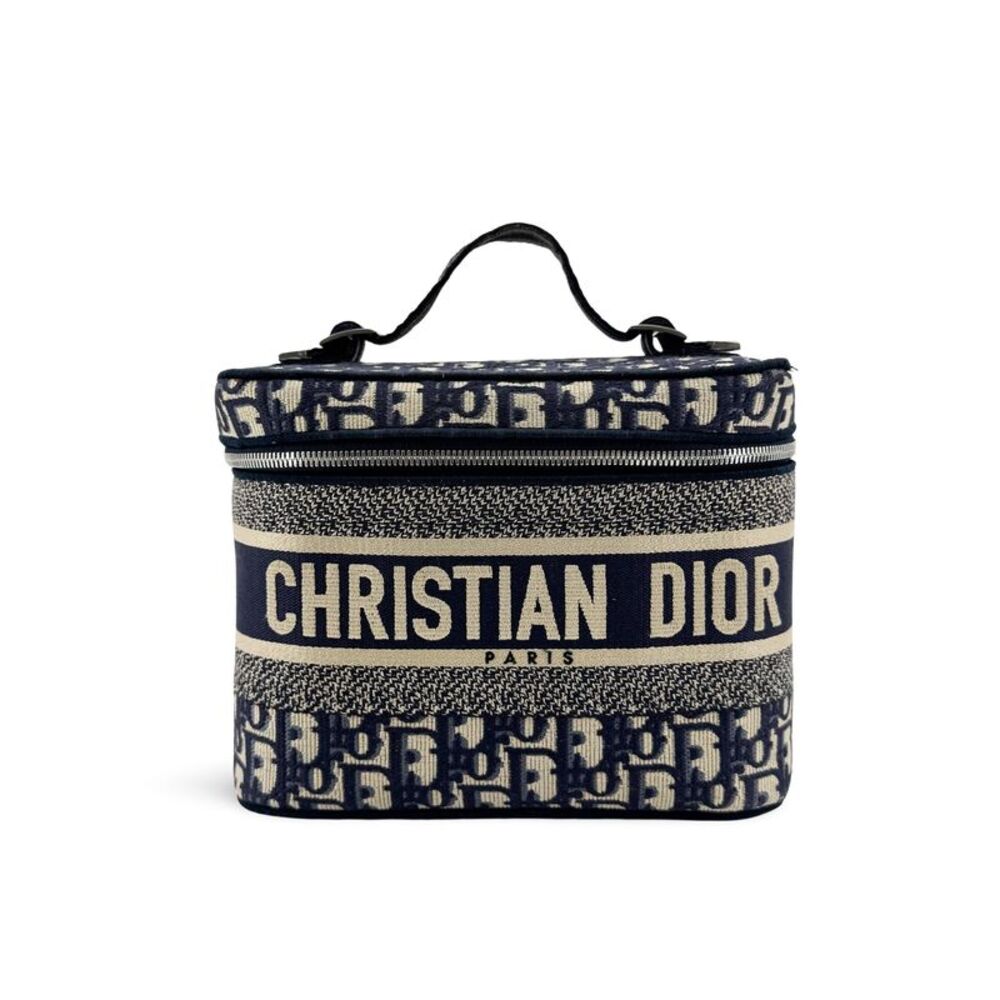 Christian Dior Diortravel Vanity Case Oblique Canvas Beige Canvas Handbag